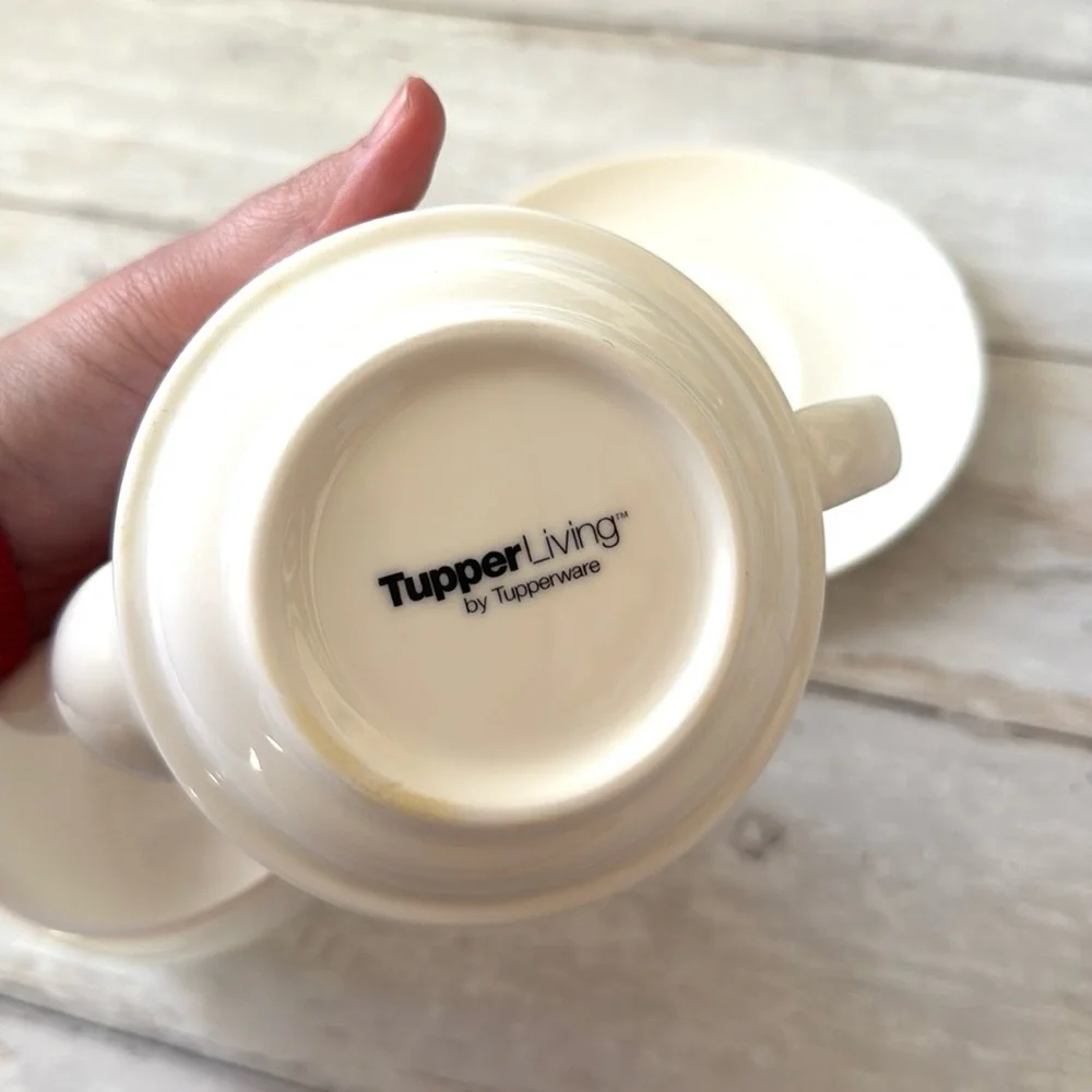 Tupperware Stackable Tea Set For One Tupper Living Teapot Teacup Saucer Set NEW